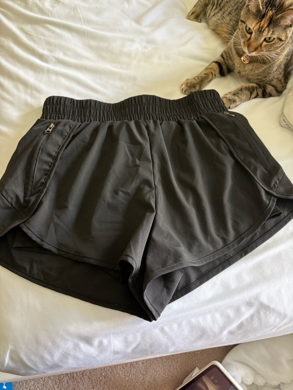 SHEIN Black Women's Athletic Shorts with Zippered Pockets